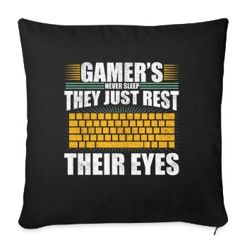 PC Video Gamer Computer Nerd Gaming WASD - Sofa pillow with filling 45cm x 45cm - black - Front