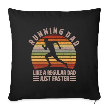 Papa coureur de marathon Entraîneur Marathonien - Coussin et housse de 45 x 45 cm - noir - Devant