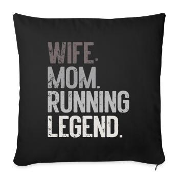 Running Mom Marathon Runner Jogging - Coussin et housse de 45 x 45 cm - noir - Devant