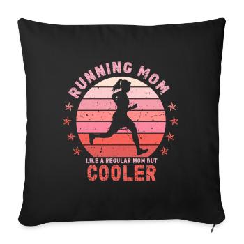 Running Mom Marathon Runner Jogging - Coussin et housse de 45 x 45 cm - noir - Devant