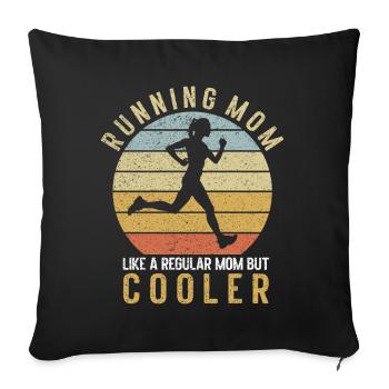 Running Mom Marathon Runner Jogging - Coussin et housse de 45 x 45 cm - noir - Devant