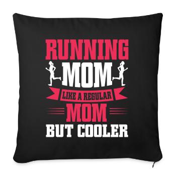 Running Mom Marathon Runner Jogging - Coussin et housse de 45 x 45 cm - noir - Devant