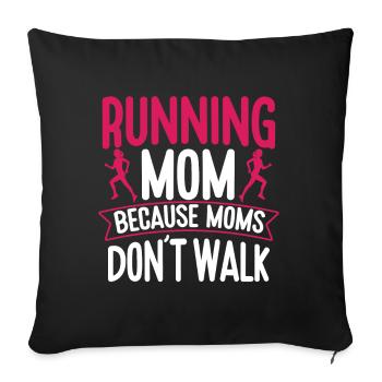 Running Mom Marathon Runner Jogging - Coussin et housse de 45 x 45 cm - noir - Devant