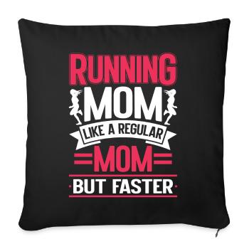 Running Mom Marathon Runner Jogging - Coussin et housse de 45 x 45 cm - noir - Devant