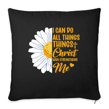 Ich Kann Alle Dinge Durch Christus Daisy Blume Tun - Sofakissen mit Füllung 45 x 45 cm - Schwarz - Vorne
