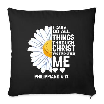 Ich Kann Alle Dinge Durch Christus Daisy Blume Tun - Sofakissen mit Füllung 45 x 45 cm - Schwarz - Vorne
