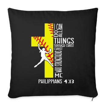 Je peux tout faire grâce à la balle molle du Christ - Coussin et housse de 45 x 45 cm - noir - Devant