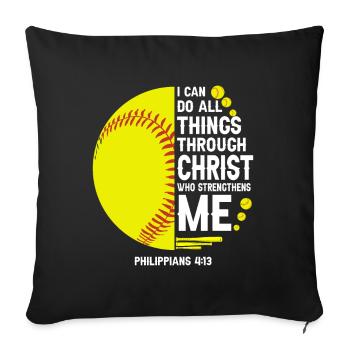 Je peux tout faire grâce à la balle molle du Christ - Coussin et housse de 45 x 45 cm - noir - Devant