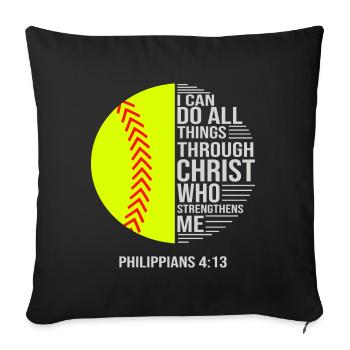 Je peux tout faire grâce à la balle molle du Christ - Coussin et housse de 45 x 45 cm - noir - Devant