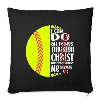 Je peux tout faire grâce à la balle molle du Christ - Coussin et housse de 45 x 45 cm - noir - Devant