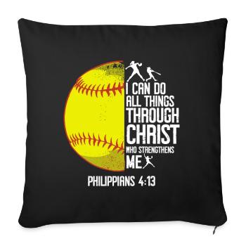 Je peux tout faire grâce à la balle molle du Christ - Coussin et housse de 45 x 45 cm - noir - Devant