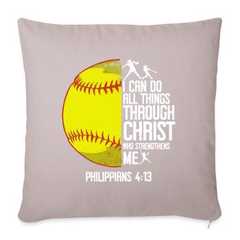 Ich Kann Alle Dinge Durch Christus Softball Tun - Sofakissen mit Füllung 45 x 45 cm - helles Taupe - Vorne