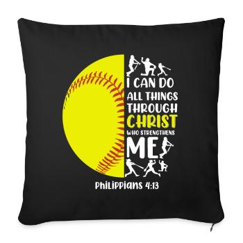 Je peux tout faire grâce à la balle molle du Christ - Coussin et housse de 45 x 45 cm - noir - Devant