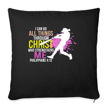 Je peux tout faire grâce à la balle molle du Christ - Coussin et housse de 45 x 45 cm - noir - Devant