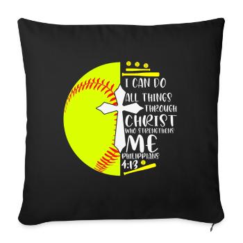 Je peux tout faire grâce à la balle molle du Christ - Coussin et housse de 45 x 45 cm - noir - Devant