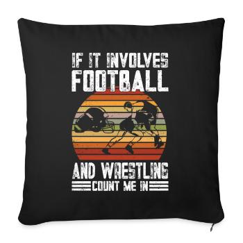 Funny Football And Wrestling Wrestler - Sofa pillow with filling 45cm x 45cm - black - Front
