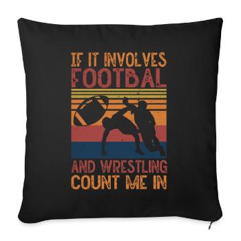 Funny Football And Wrestling Wrestlers - Sofa pillow with filling 45cm x 45cm - black - Front