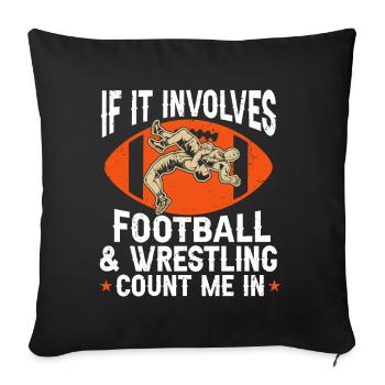 Funny Football And Wrestling Wrestler - Sofa pillow with filling 45cm x 45cm - black - Front