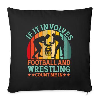 Funny Football And Wrestling Wrestler - Sofa pillow with filling 45cm x 45cm - black - Front