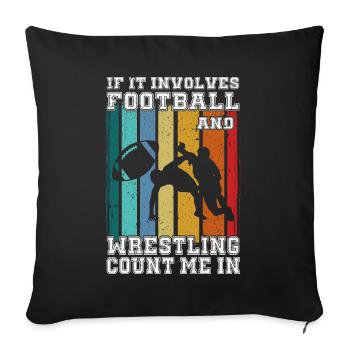 Funny Football And Wrestling Wrestler - Sofa pillow with filling 45cm x 45cm - black - Front