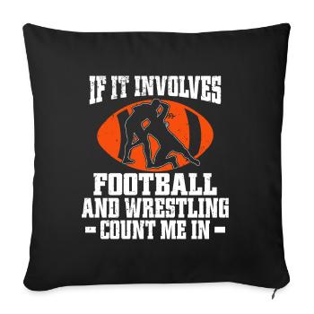 Funny Football And Wrestling Wrestler - Sofa pillow with filling 45cm x 45cm - black - Front