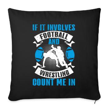 Drôle De Football Et De Lutte Lutteur - Coussin et housse de 45 x 45 cm - noir - Devant