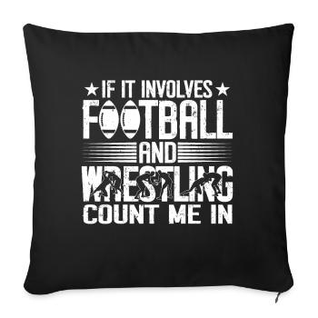 Funny Football And Wrestling Wrestler - Sofa pillow with filling 45cm x 45cm - black - Front