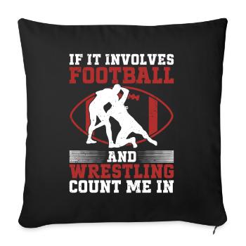 Funny Football And Wrestling Wrestler - Sofa pillow with filling 45cm x 45cm - black - Front