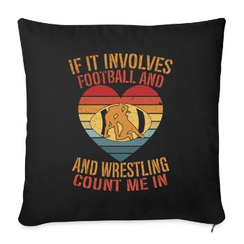 Funny Football And Wrestling Wrestler - Sofa pillow with filling 45cm x 45cm - black - Front