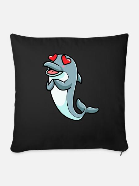 Delfin Emoticon - Sofakissen mit Füllung 45 x 45 cm - Schwarz