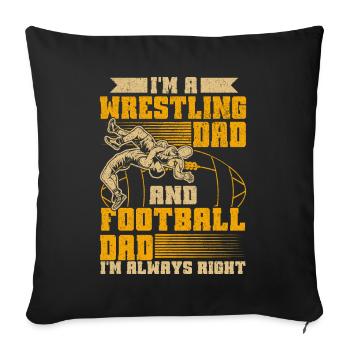 J’ai deux titres : Wrestling Dad et Football Dad - Coussin et housse de 45 x 45 cm - noir - Devant