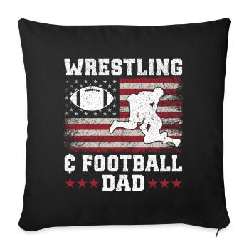 J’ai deux titres : Wrestling Dad et Football Dad - Coussin et housse de 45 x 45 cm - noir - Devant