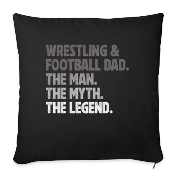 J’ai deux titres : Wrestling Dad et Football Dad - Coussin et housse de 45 x 45 cm - noir - Devant