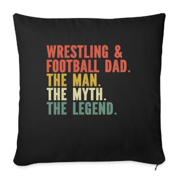 J’ai deux titres : Wrestling Dad et Football Dad - Coussin et housse de 45 x 45 cm - noir - Devant