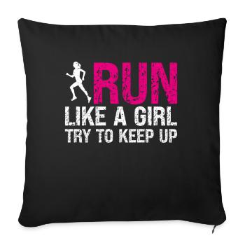 Runner Girls Running Cross Country Track Marathon - Sofa pillow with filling 45cm x 45cm - black - Front