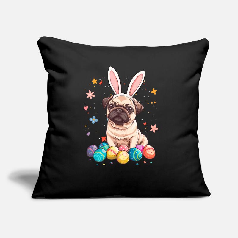 Pug easter eggs Hunting easter day Sofakissen mit Füllung 45 x 45 cm