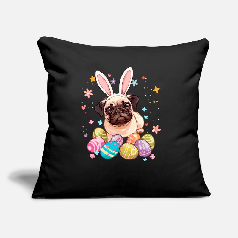 Pug easter eggs Hunting easter day Sofakissen mit Füllung 45 x 45 cm