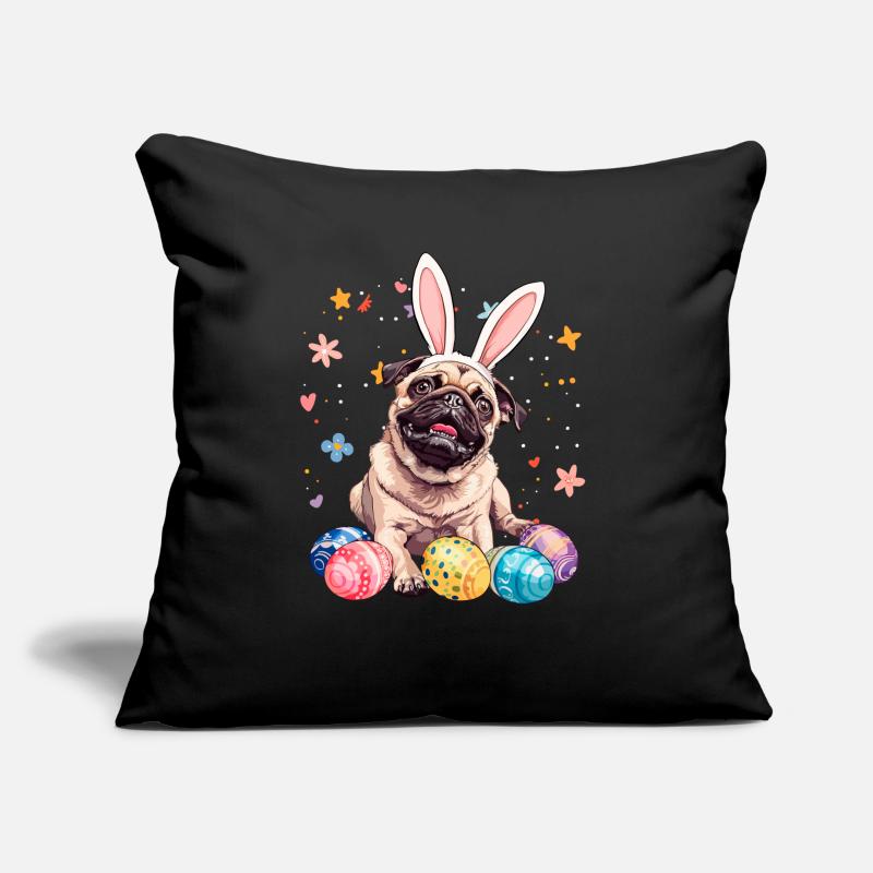 Pug easter eggs Hunting easter day Sofakissen mit Füllung 45 x 45 cm