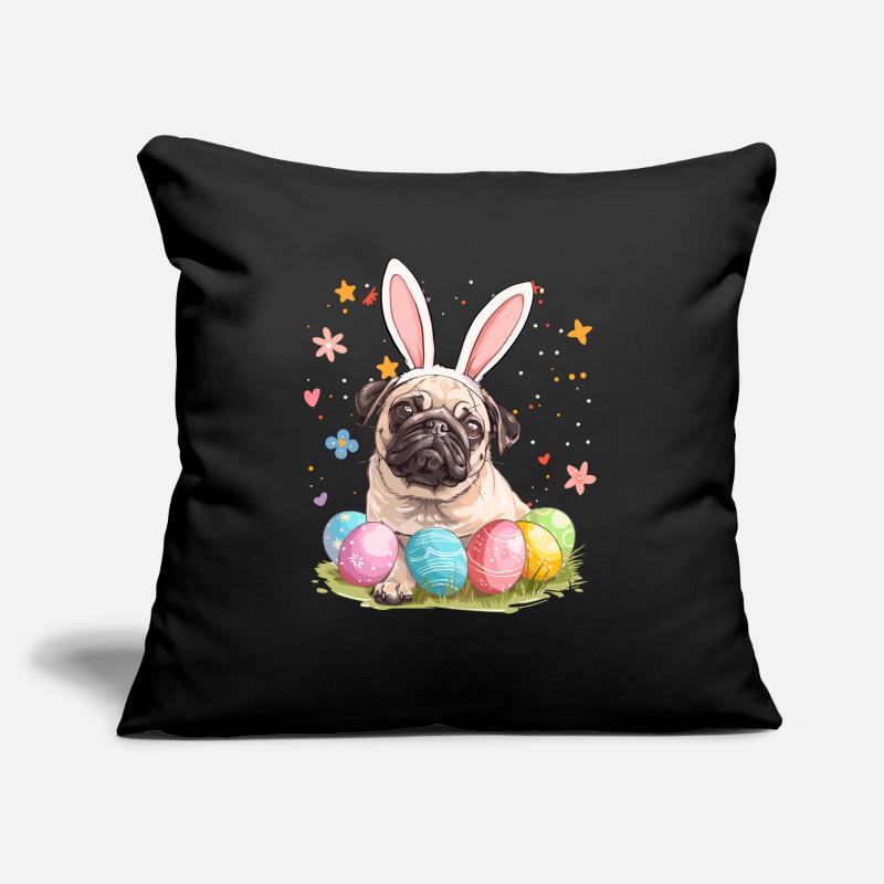 Pug easter eggs Hunting easter day Sofakissen mit Füllung 45 x 45 cm