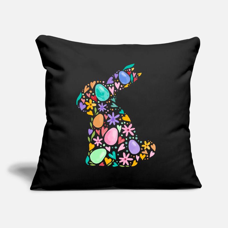 Colorful Easter Bunny Easter Eggs Flowers Easter Graphic Sofa pillow with filling 45cm x 45cm