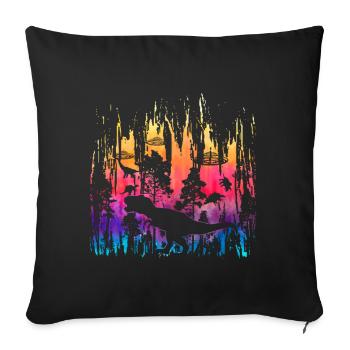 Alien Dinosaur UFO Abduction - Sofa pillow with filling 45cm x 45cm - black - Front