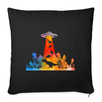 Alien Dinosaur UFO Abduction - Sofa pillow with filling 45cm x 45cm - black - Front