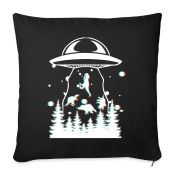 Alien Dinosaur UFO Abduction - Sofa pillow with filling 45cm x 45cm - black - Front