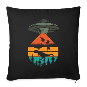Alien Dinosaur UFO Abduction - Sofa pillow with filling 45cm x 45cm - black - Front