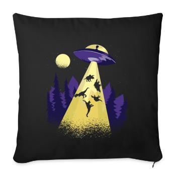 Alien Dinosaur UFO Abduction - Sofa pillow with filling 45cm x 45cm - black - Front