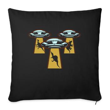 Alien Dinosaur UFO Abduction - Sofa pillow with filling 45cm x 45cm - black - Front