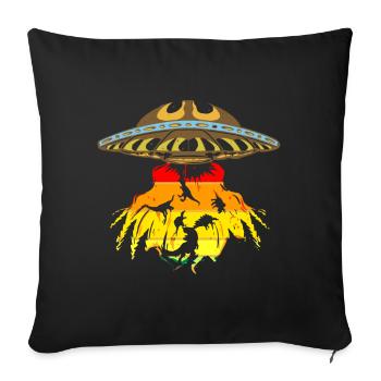 Alien Dinosaur UFO Abduction - Sofa pillow with filling 45cm x 45cm - black - Front