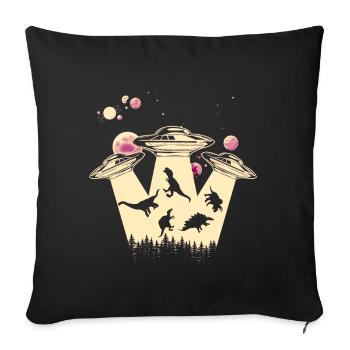 Alien Dinosaur UFO Abduction - Sofa pillow with filling 45cm x 45cm - black - Front