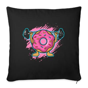 Donut PowerLifting Workout -Weightlifter - Sofa pillow with filling 45cm x 45cm - black - Front