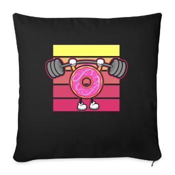 Donut PowerLifting Workout -Weightlifter - Sofa pillow with filling 45cm x 45cm - black - Front